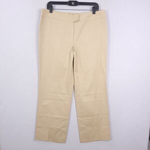 Escada Pants Womens Size 42 Tan Straight Wide Leg Workwear Career Flat Front